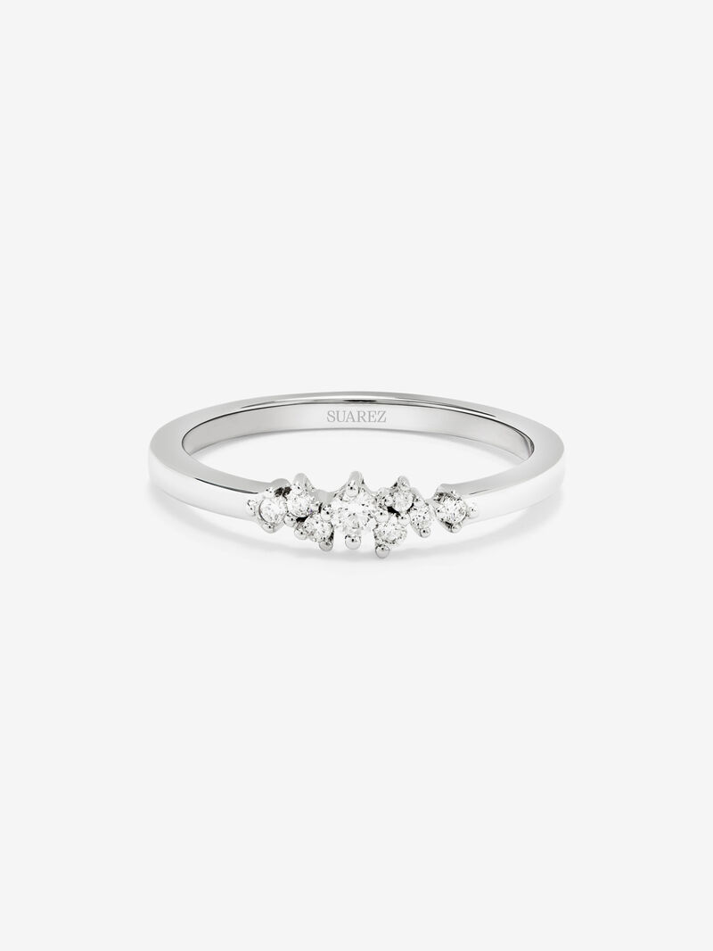 18K white gold ring with 8 brilliant-cut diamonds with a total of 0.1 cts image number 2