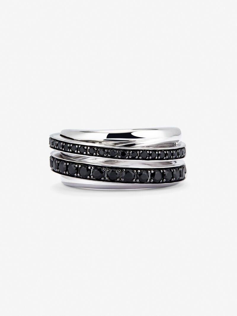 925 Silver Ring with Black Spinel Pavé image number 4