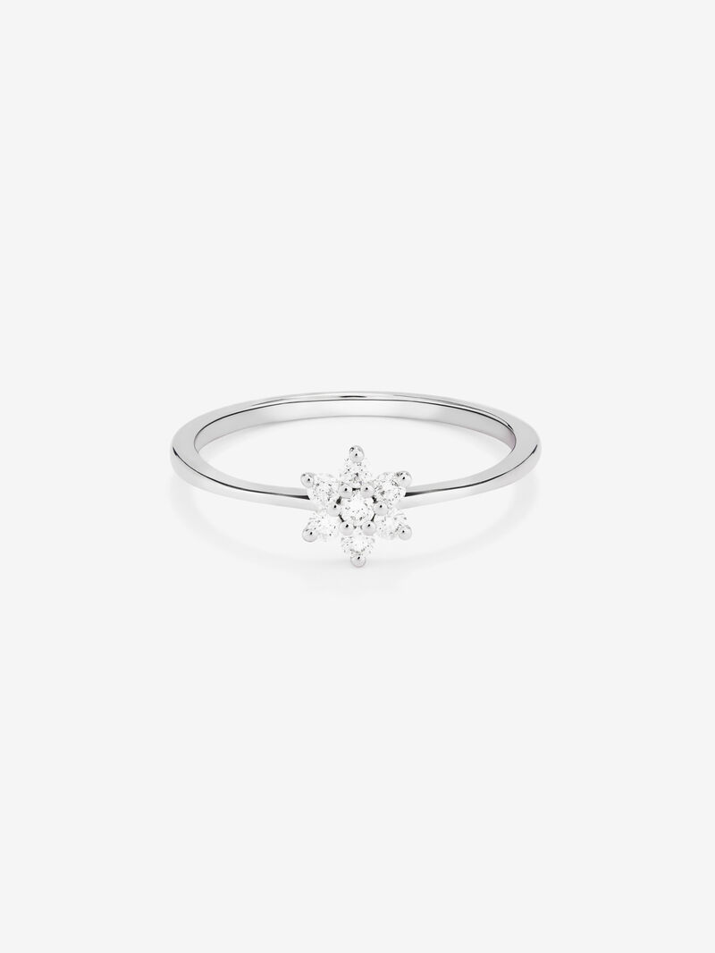 18K white gold ring with 7 brilliant-cut diamonds with a total of 0.14 cts and star shape image number 2