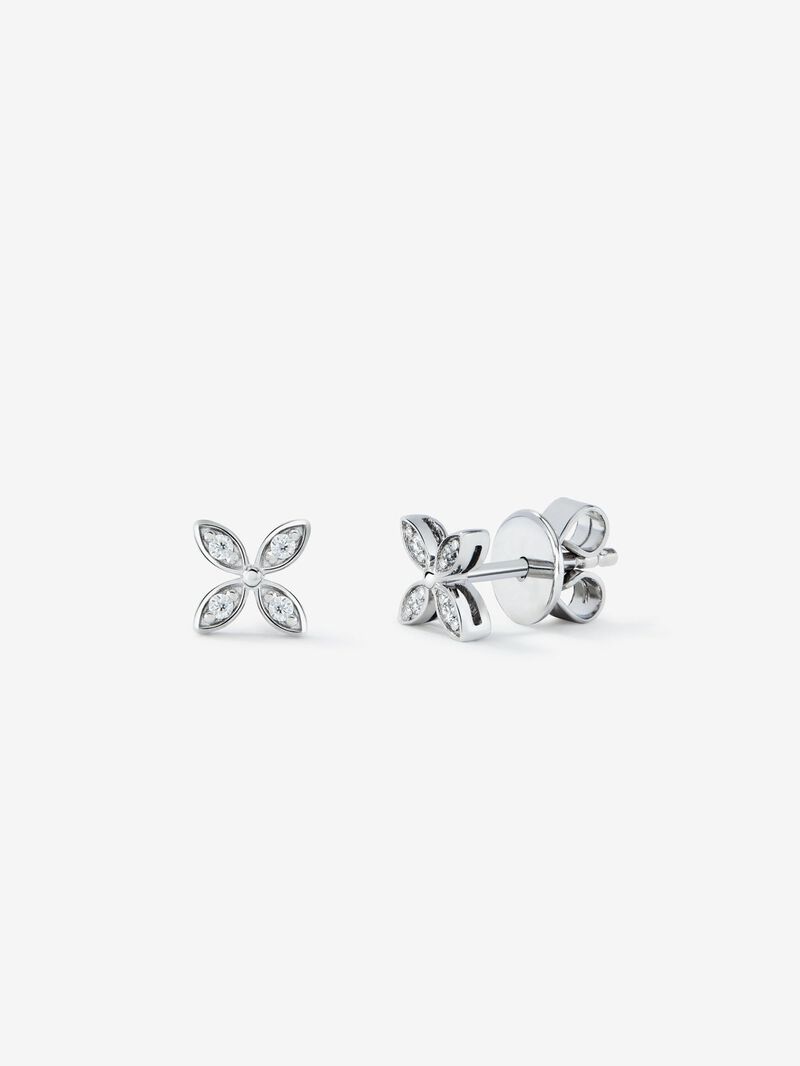 18K White Gold and Pave Diamond Button Earrings image number 0