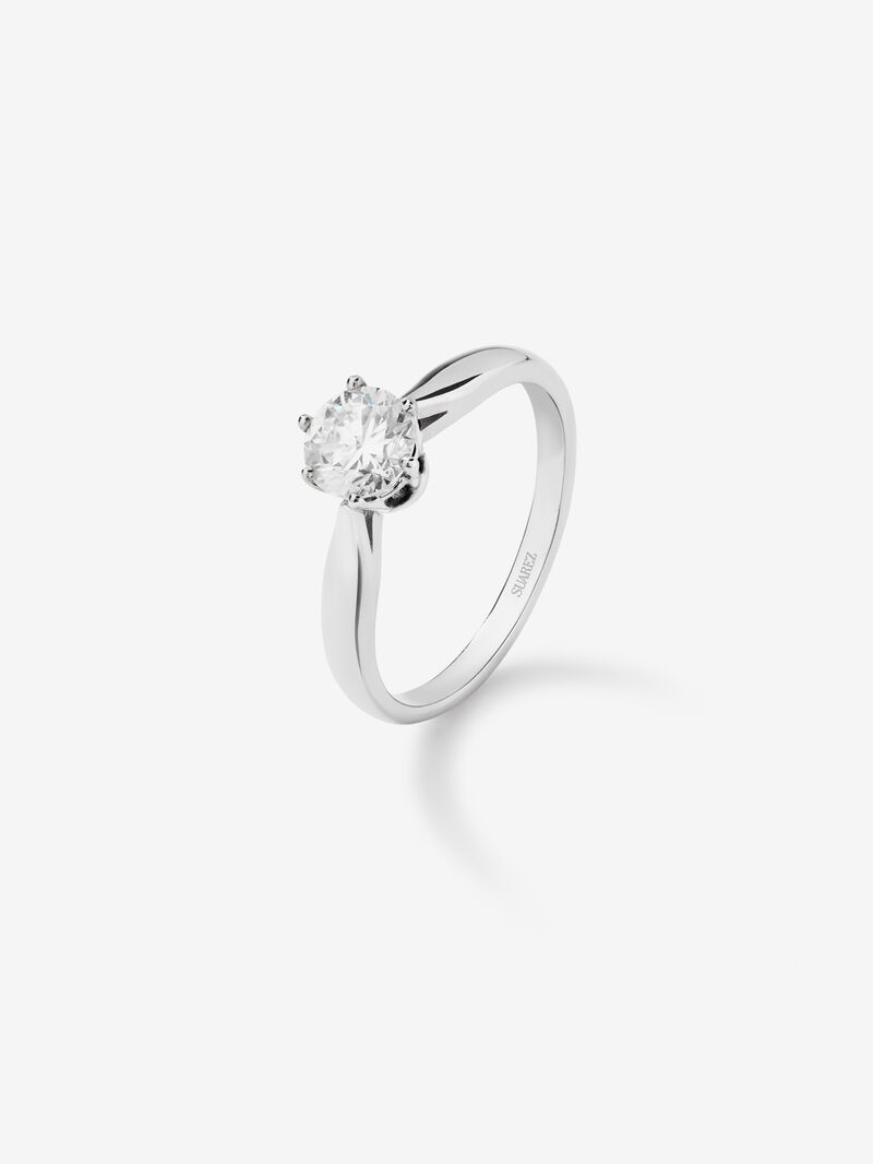 18K White Gold Commitment Ring with 0.7 carat central diamond image number 0