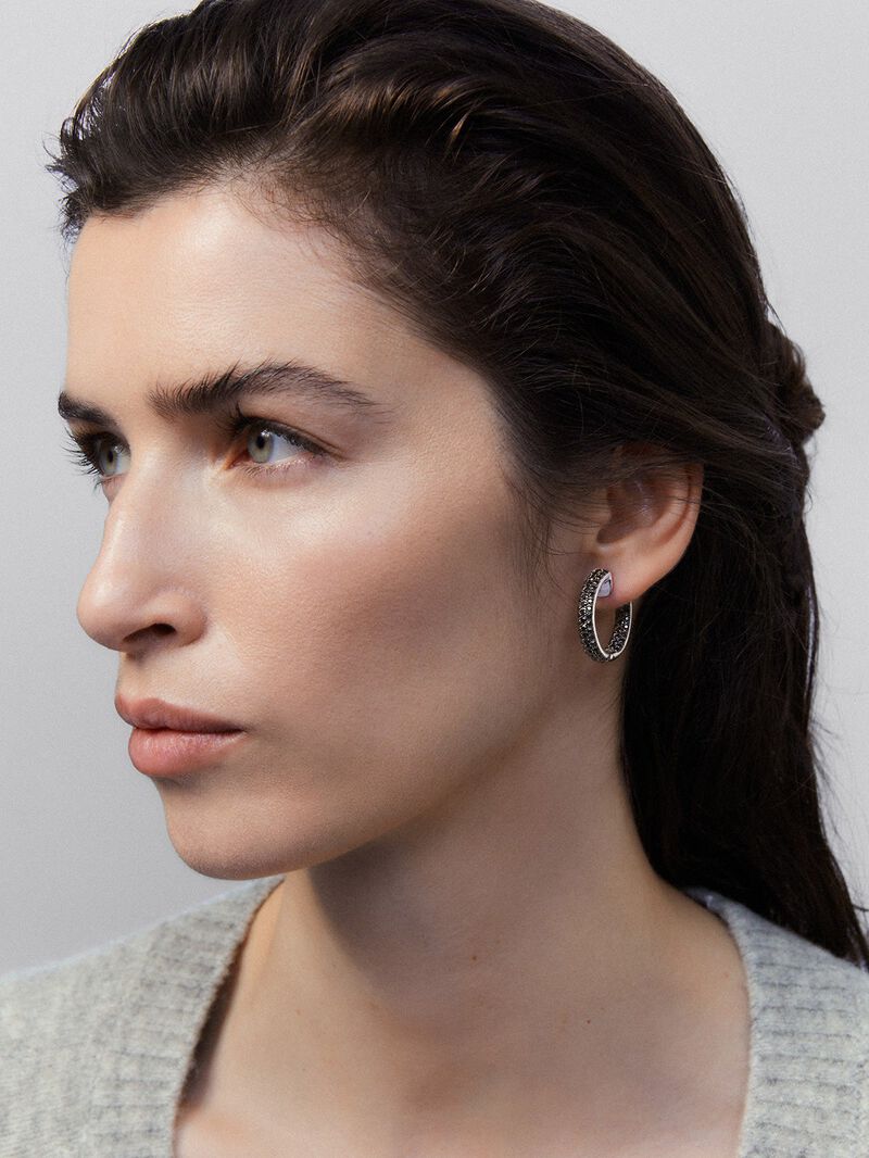 925 Silver hoop earrings with spinels image number 3