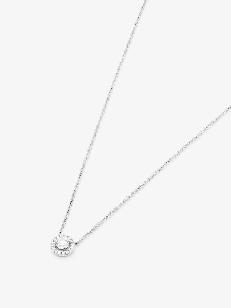 18K white gold chain pendant with solitary diamond and diamond urla image number 2