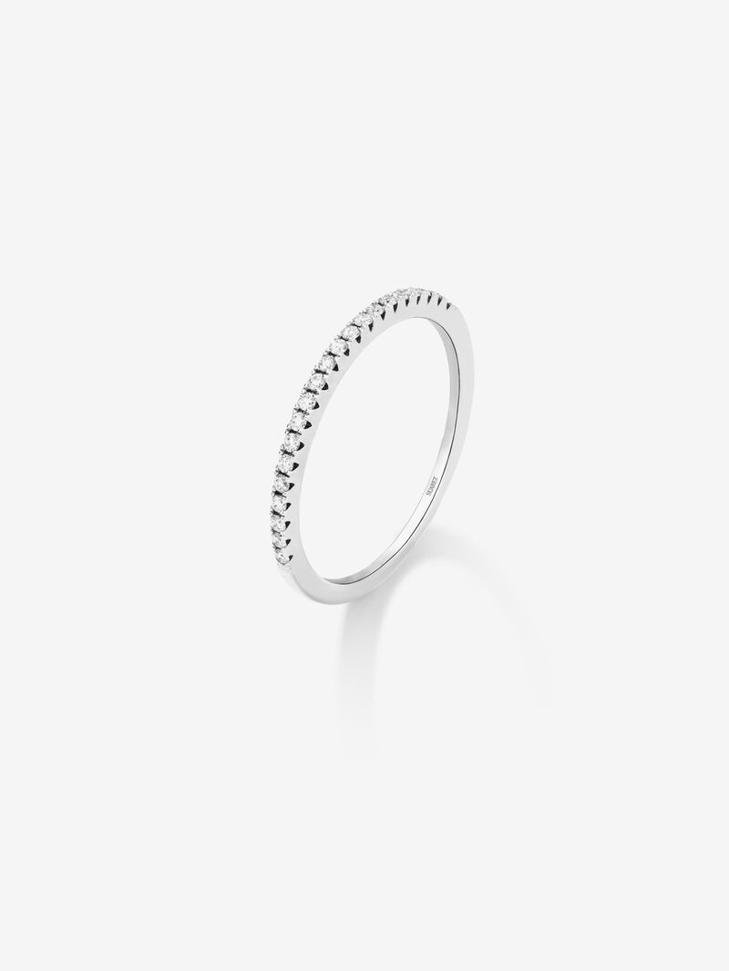 Half alliance engagement ring in 18K white gold with claw-set diamonds 0.10ct image number 0