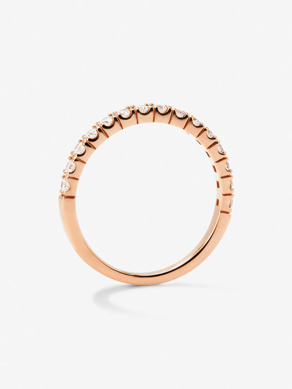 Media alianza de compromiso de oro rosa de 18kt con diamantes de 0,30cts, AL21011-ORD002_V