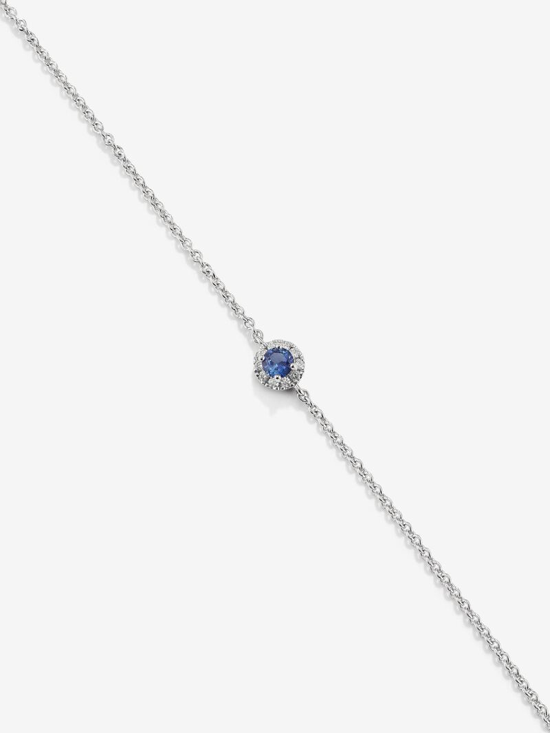 18K white gold bracelet with 10 brilliant-cut diamonds with a total of 0.06 cts and a brilliant-cut blue sapphire of 0.25 cts image number 2