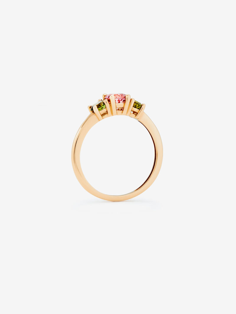 18K Rose Gold Trilogy Ring with Tourmaline image number 4