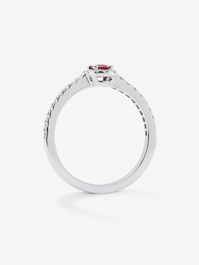 18K white gold solitaire ring with oval-cut red ruby ​​of 0.24 cts and brilliant-cut diamonds with a total of 0.24 cts image number 4