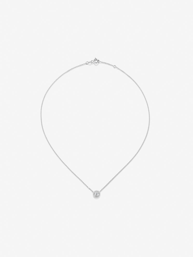 18K white gold chain pendant with solitary diamond and diamond urla image number 4