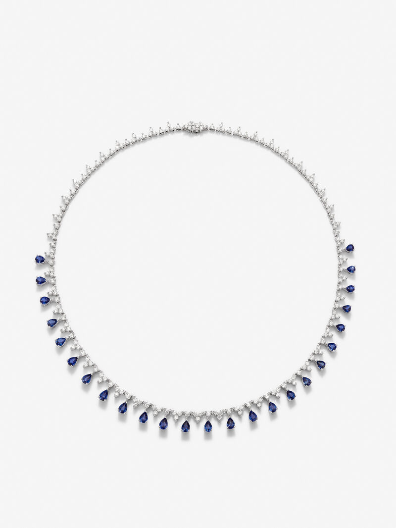 18K White Gold Rivière Collar with blue skews in 6.51 cts and white diamonds in 6.16 cts bright size image number 0
