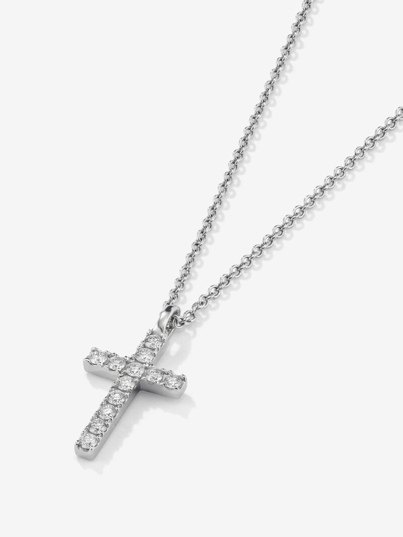 18K white gold pendant with cross of 12 brilliant-cut diamonds with a total of 0.24 cts image number 2