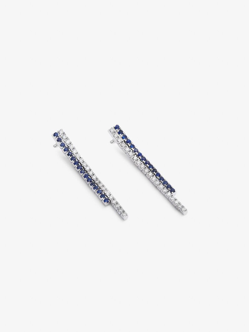 18K White Gold Pendant with Diamond and Sapphire image number 2