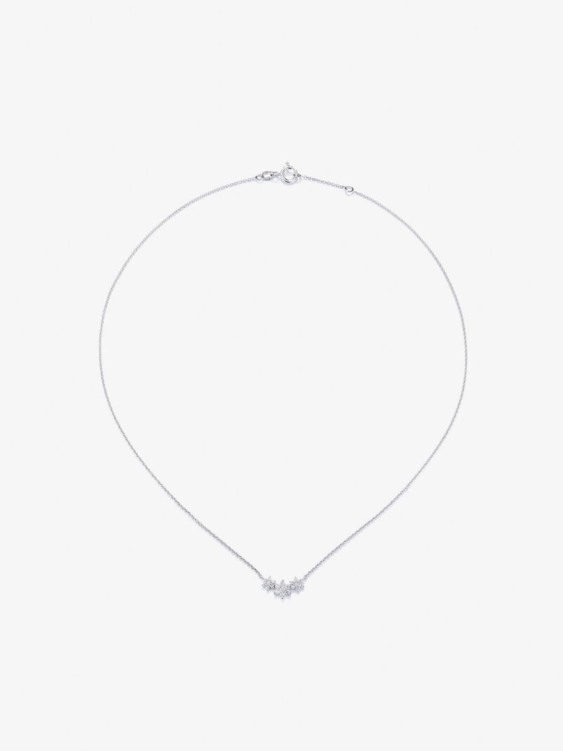 18K white gold pendant with bright diamonds of 0.29 cts and stars shape image number 0