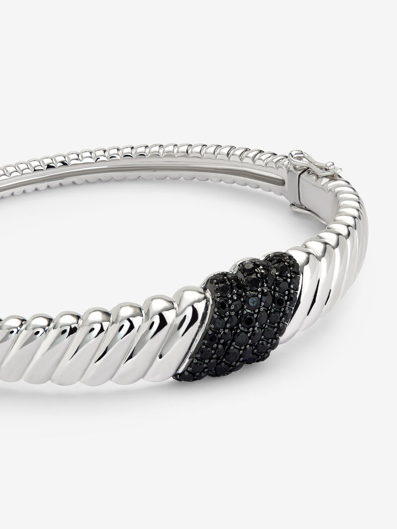 Pulsera rígida de plata 925 con espinelas negras  image number 1