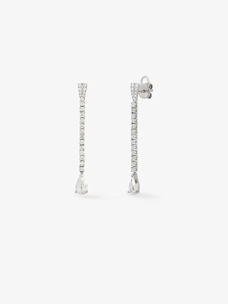 18K white gold earrings with 1.72 ct pear-cut and brilliant-cut diamonds image number 0