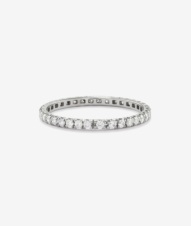 18K white gold full eternity engagement ring with claw-set diamonds. image number 2