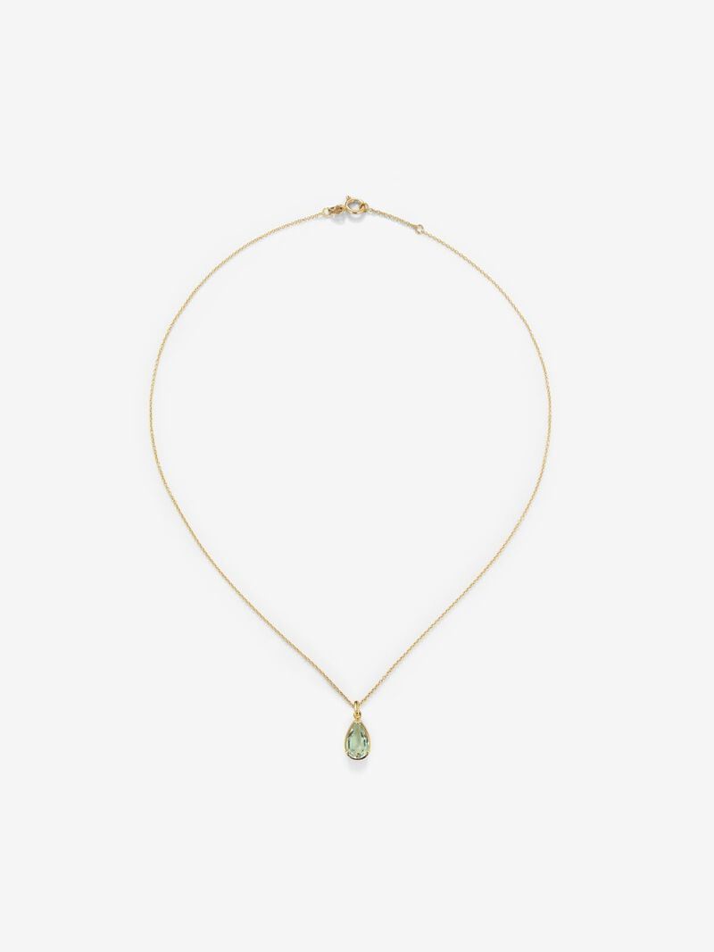 18K Yellow Gold Pendant Chain with Green Amethyst image number 0
