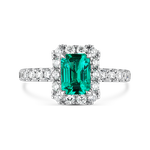 White gold ring with diamonds and 0,48 carats emerald, SO21054-E/A023_V