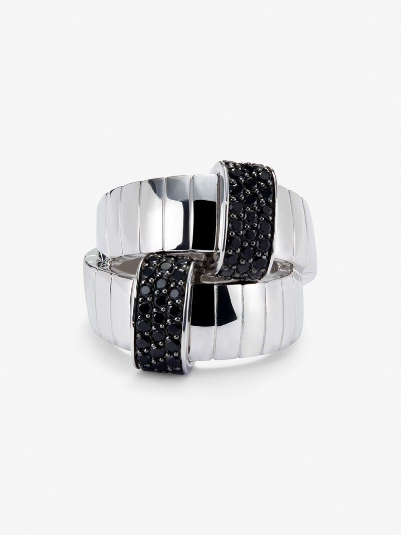 Wide multi-arm 925 silver ring with 50 brilliant-cut black spinels image number 2