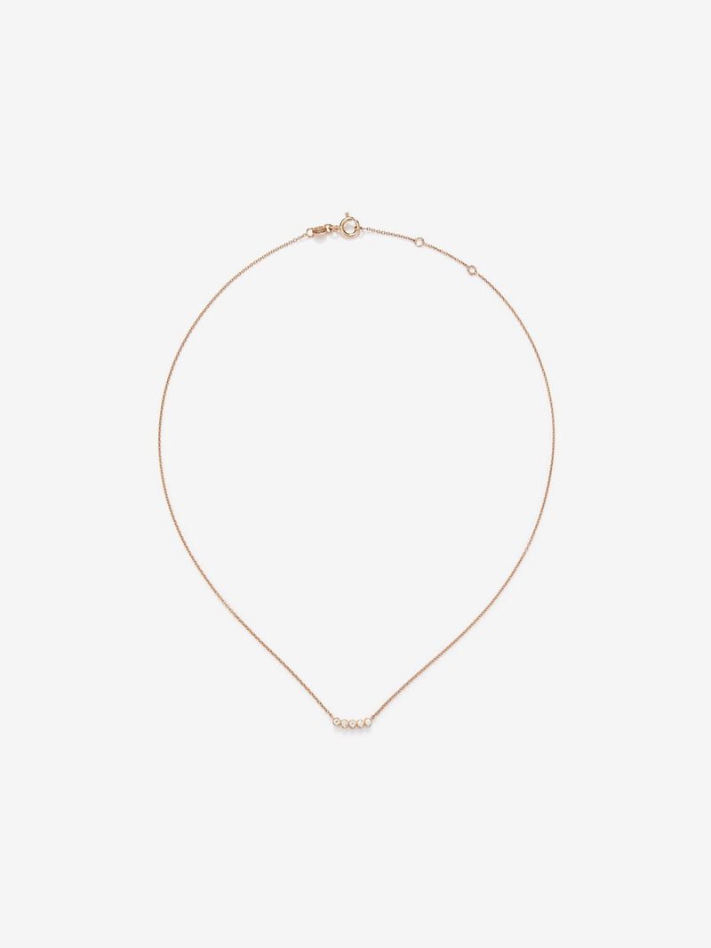 18K rose gold necklace with 5 brilliant-cut diamonds with a total of 0.07 cts image number 0