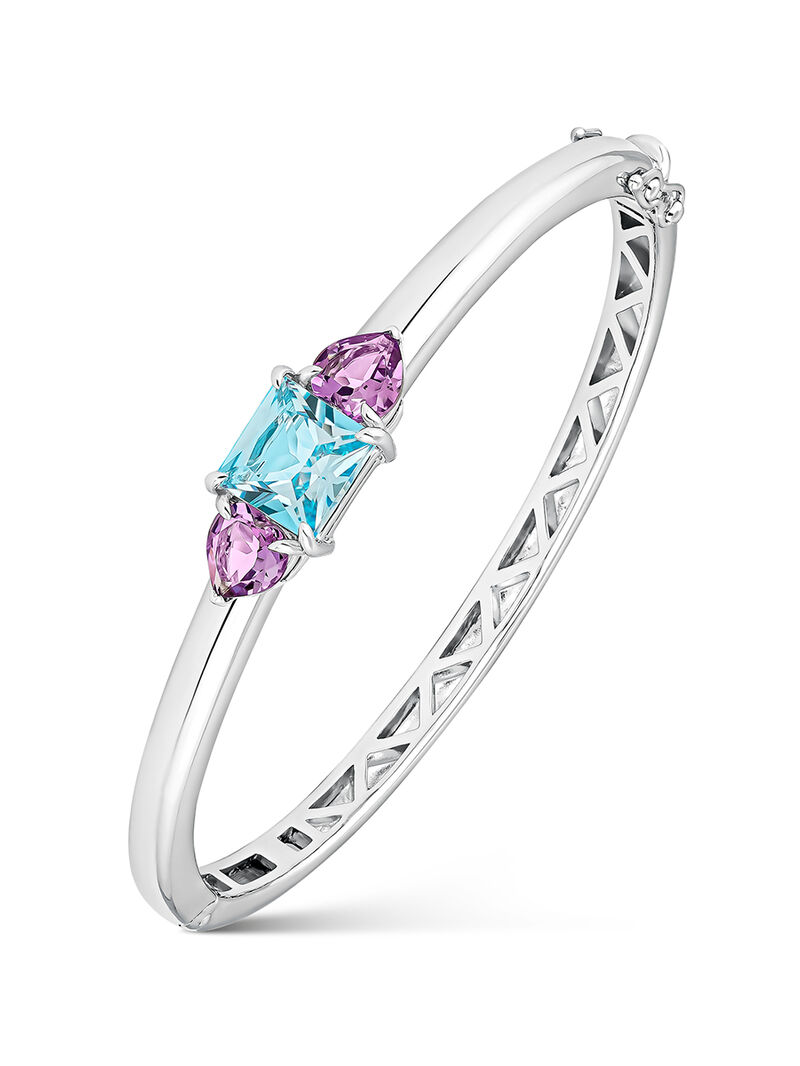 925 Silver rigid bracelet with topaz and amethysts image number 1