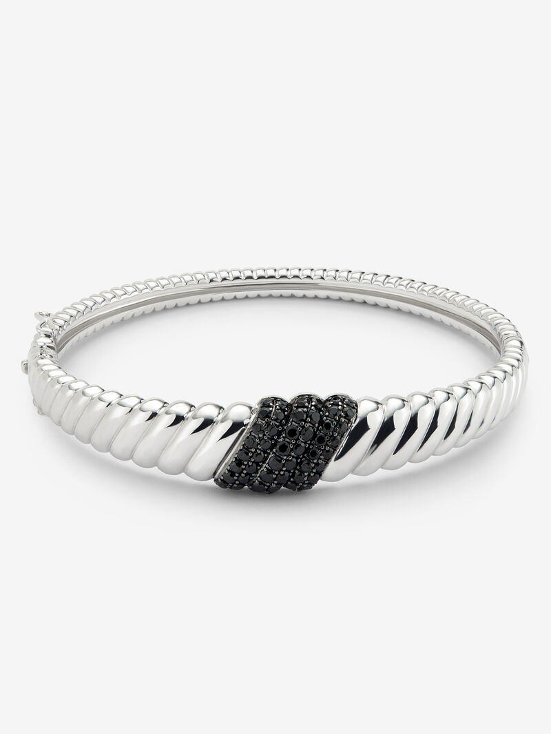 Pulsera rígida de plata 925 con espinelas negras  image number 0