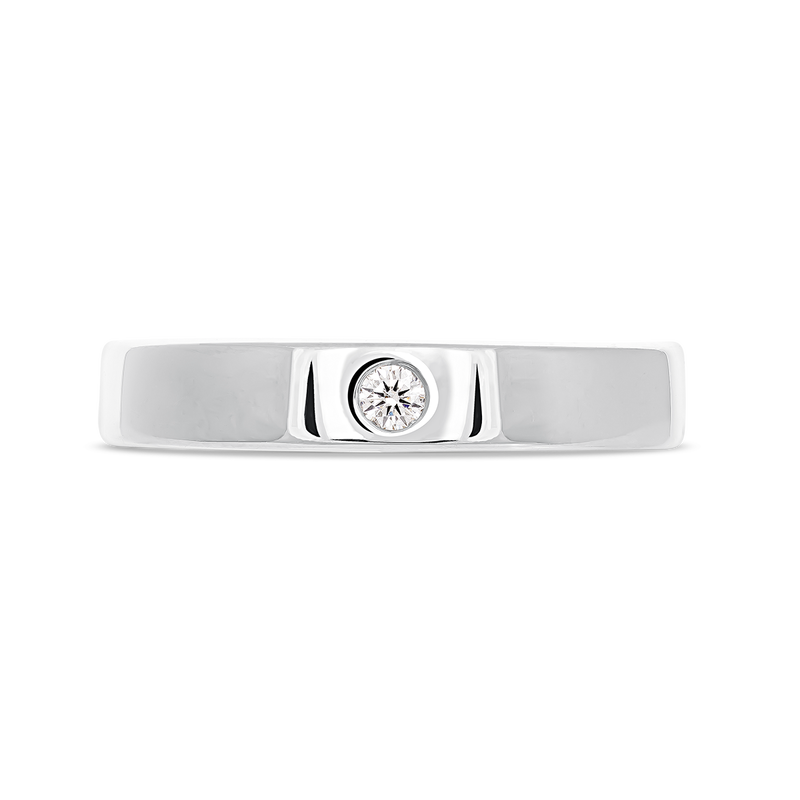 Sortija de oro blanco de 18kt de 3,90 mm de ancho con diamante de 0,03 quilates, SO17114-OBD_V