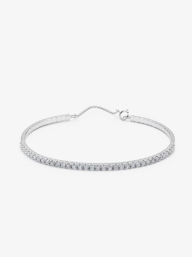Rigid 18K white gold bracelet with 1.04 ct brilliant-cut white diamonds image number 0