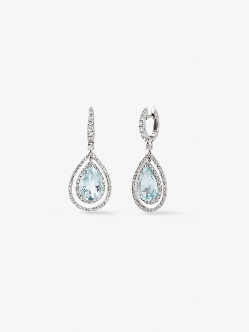 18K white gold earrings with 5.13 ct pear-cut aquamarines and 1.07 ct brilliant-cut diamonds image number 0