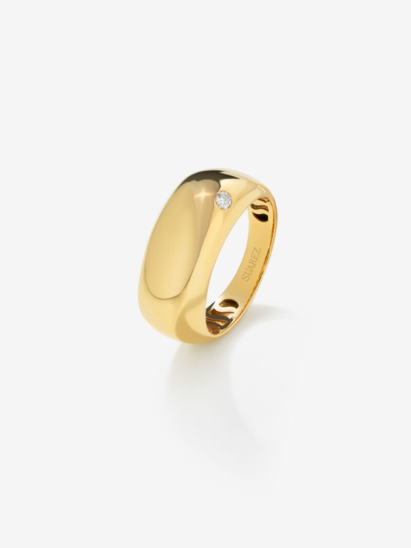 18K Yellow gold seal ring with diamond. image number 0