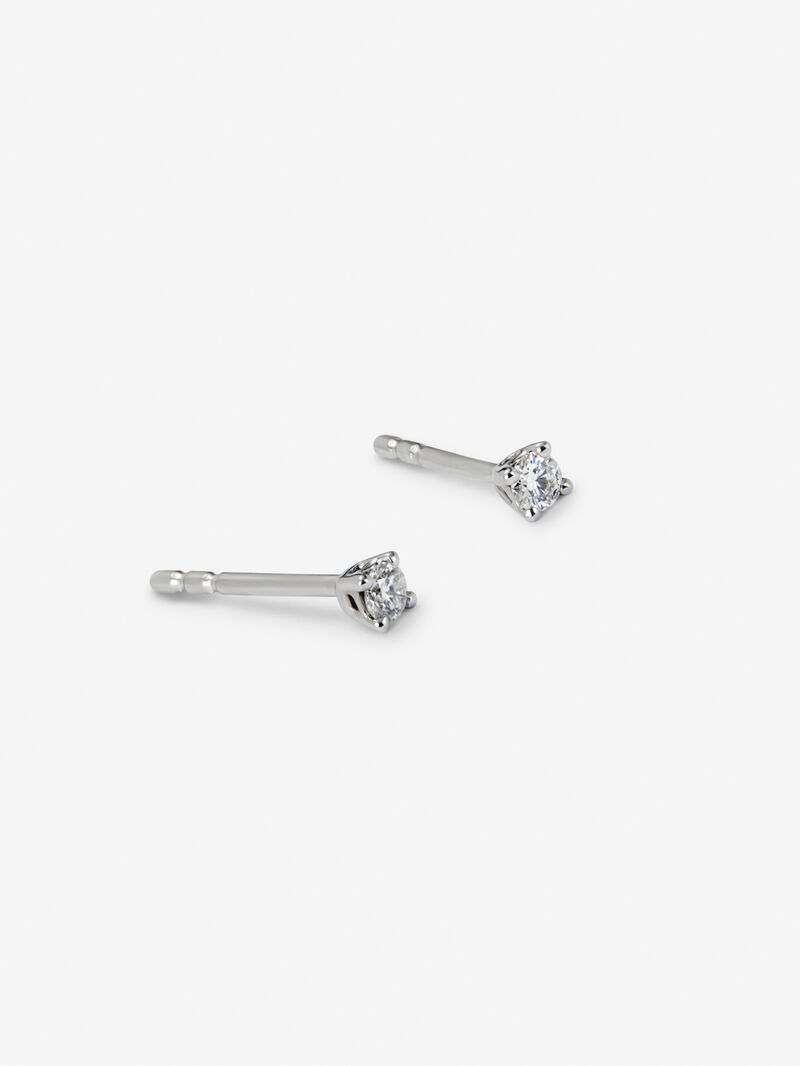 18K white gold solitaire earrings with 2 brilliant-cut diamonds with a total of 0.06 cts image number 2