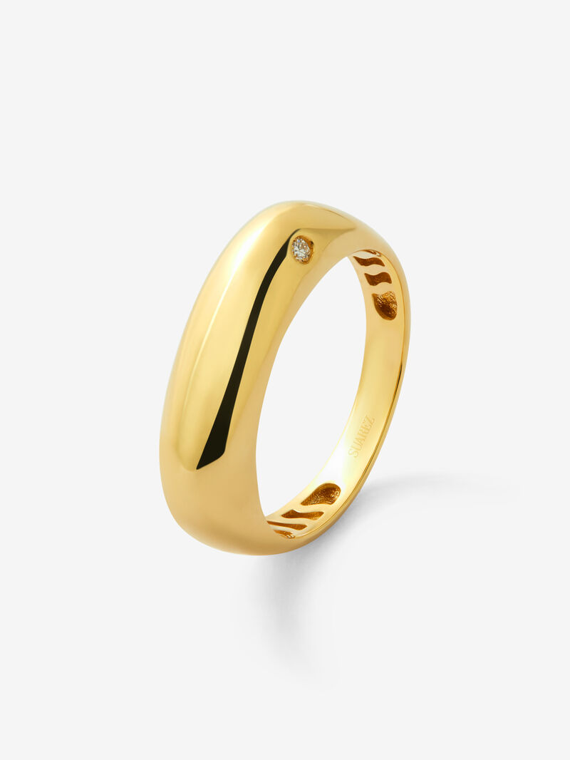 18K yellow gold ring with 0.01 ct brilliant cut diamond image number 0