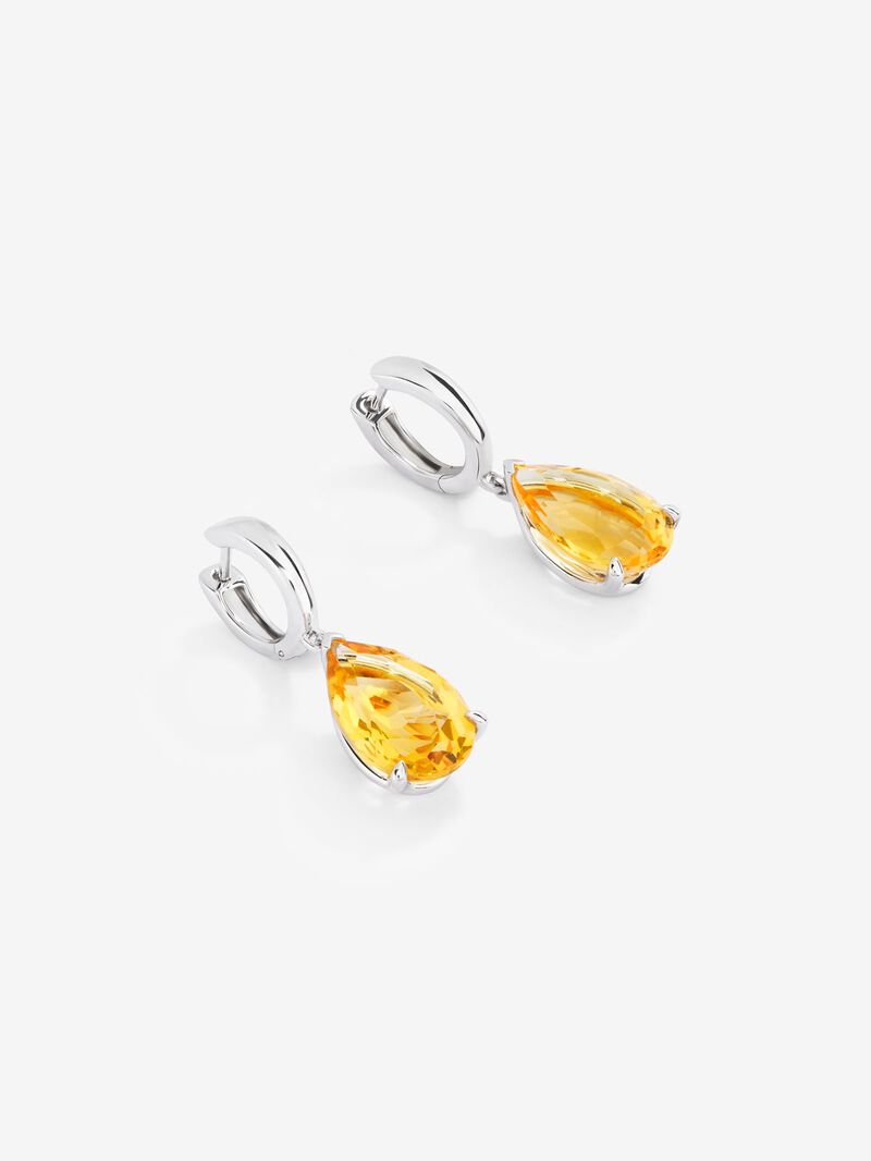925 Silver hoop earrings with hanging citrine image number 2