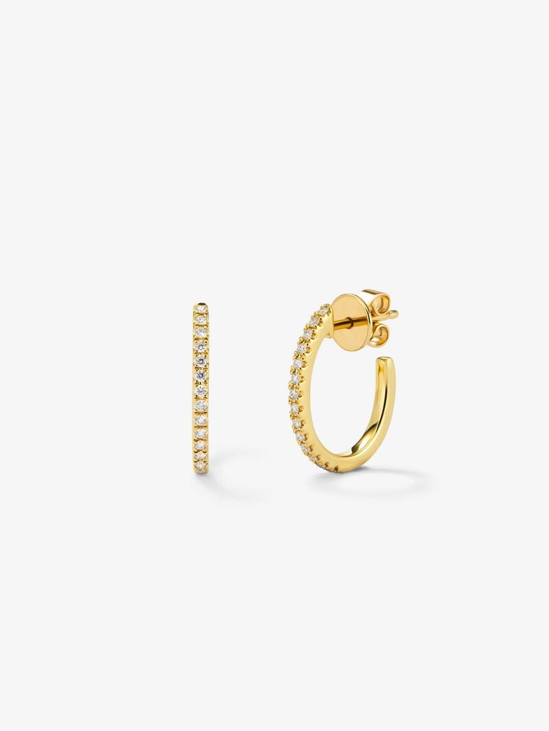 18K yellow gold hoop earrings with 28 brilliant-cut diamonds with a total of 0.22 cts image number 0