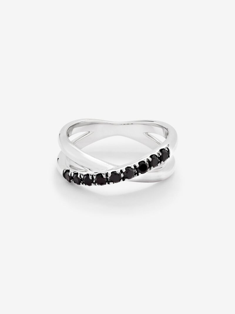 925 Silver Crossed Ring with Spinels image number 2