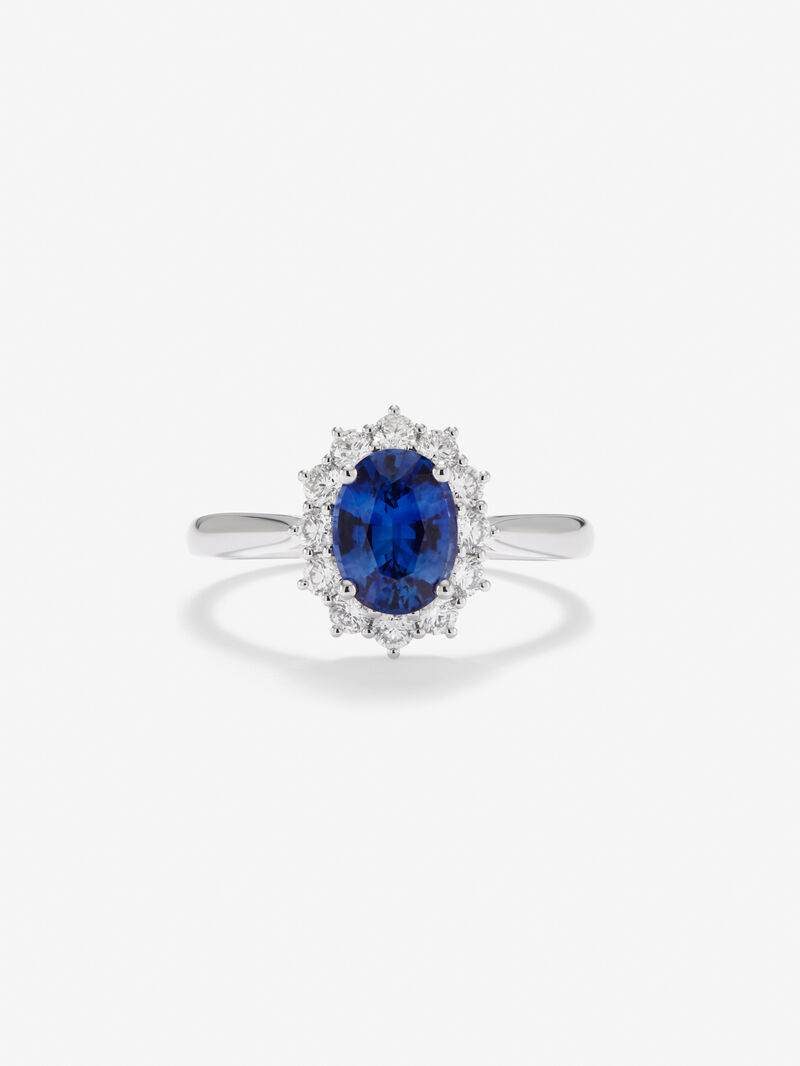 18K White Gold Ring with Royal Blue Zafiro in 2.02 cts oval size image number 2