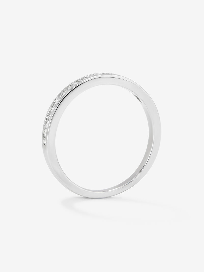 Half-eternity engagement ring made of 18K white gold with princess cut diamonds on band image number 4