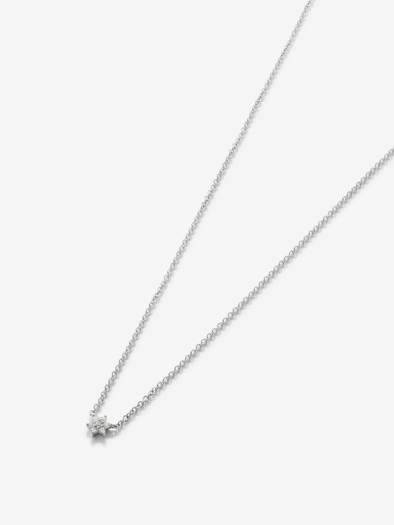 18K White Gold Flower Pendant Chain with Diamonds image number 2