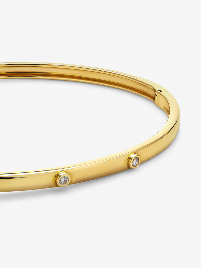 Rigid 18K yellow gold bracelet with 3 brilliant-cut diamonds with a total of 0.07 cts image number 2