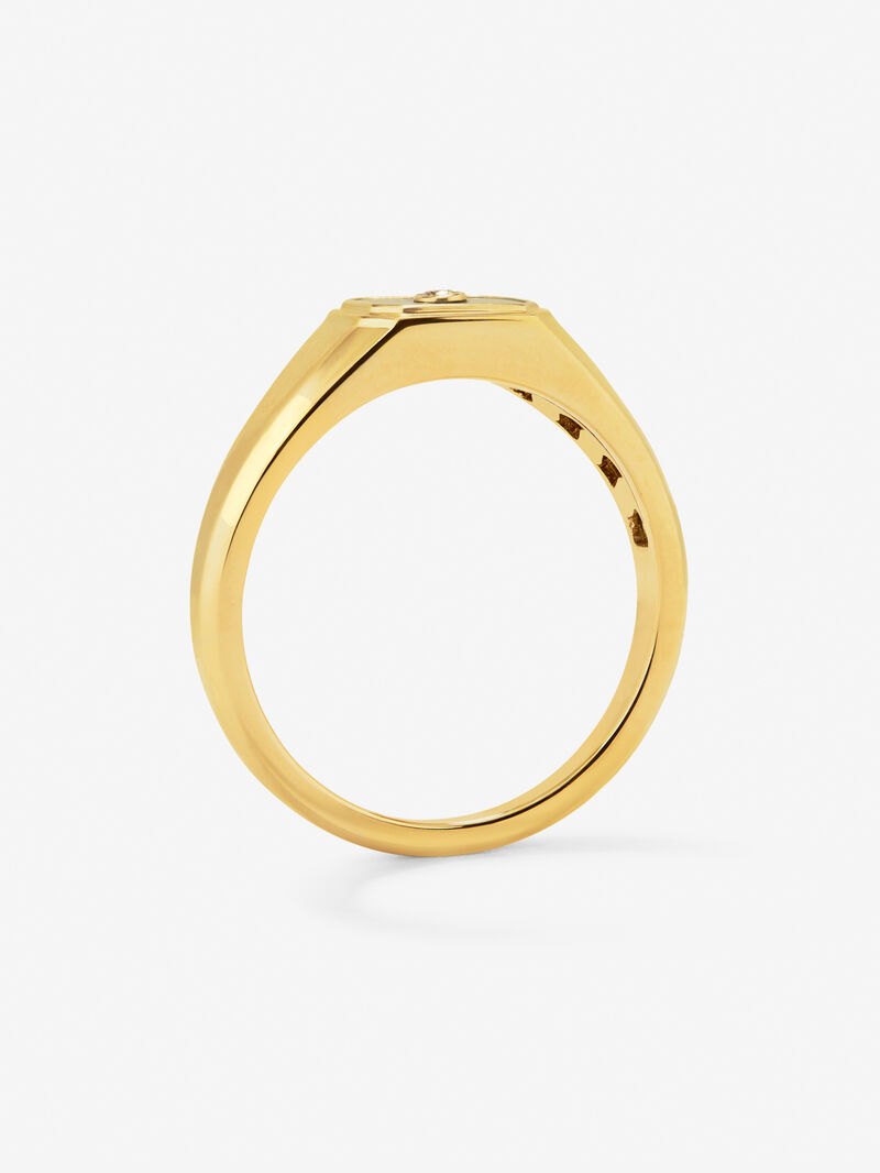 Small 18K yellow gold signet ring with 0.2 ct green malachite and 0.01 ct brilliant cut diamond image number 4