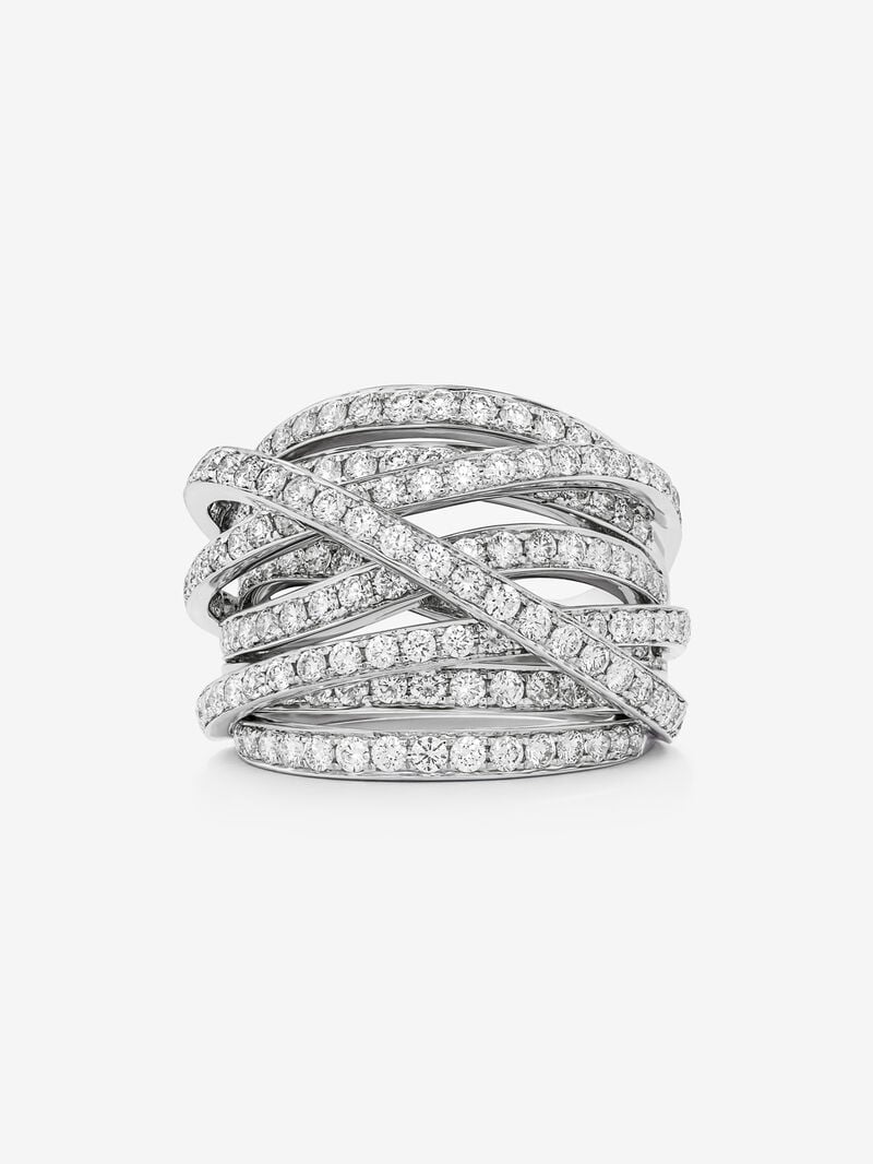 18K white gold multi-arm ring with 185 brilliant-cut diamonds with a total of 2.67 cts image number 2