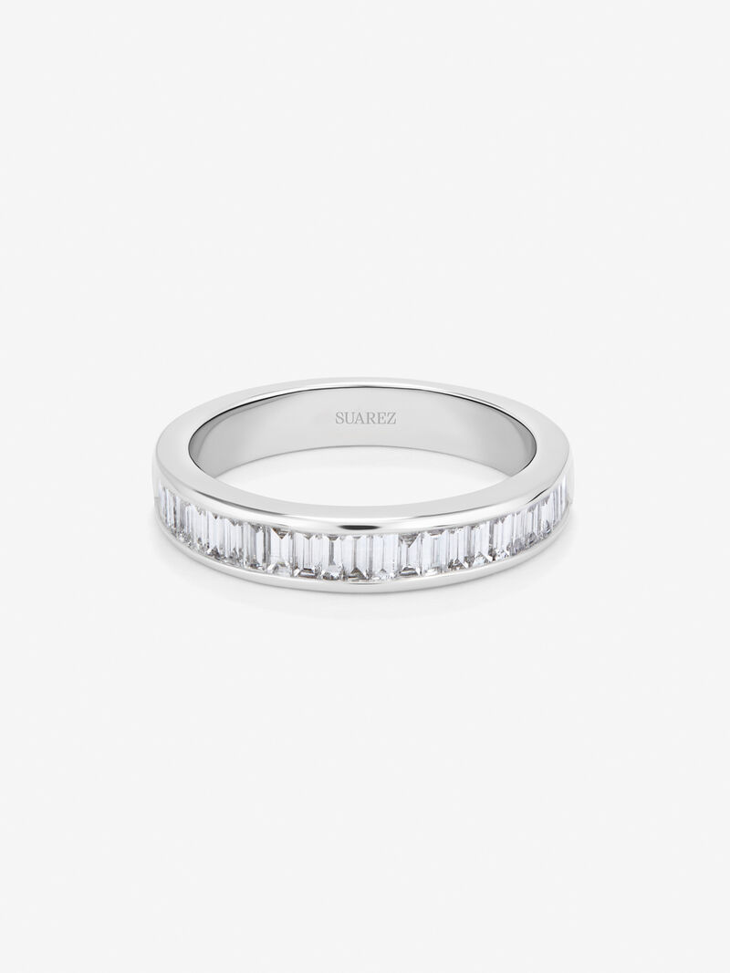 Entire 18K white gold ring with 25 baguette-cut diamonds with a total of 0.63 cts image number 2
