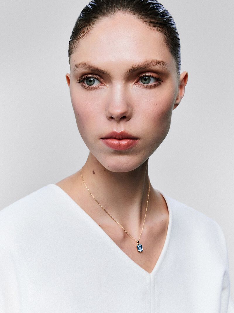 18K yellow gold pendant chain with topaz image number 3