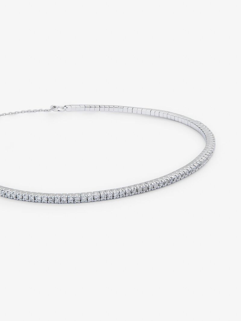 Rigid 18K white gold bracelet with 0.39 ct brilliant-cut white diamonds image number 2