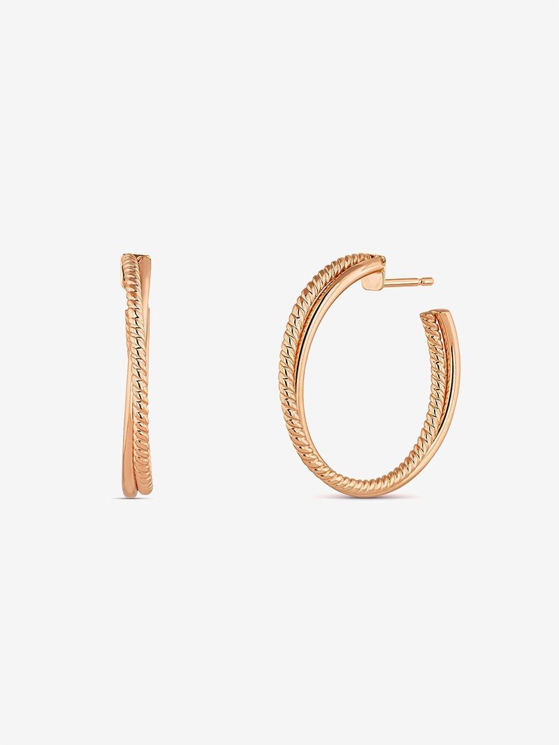 18kt Rose Gold Large Crossed Hoop Earrings image number 0