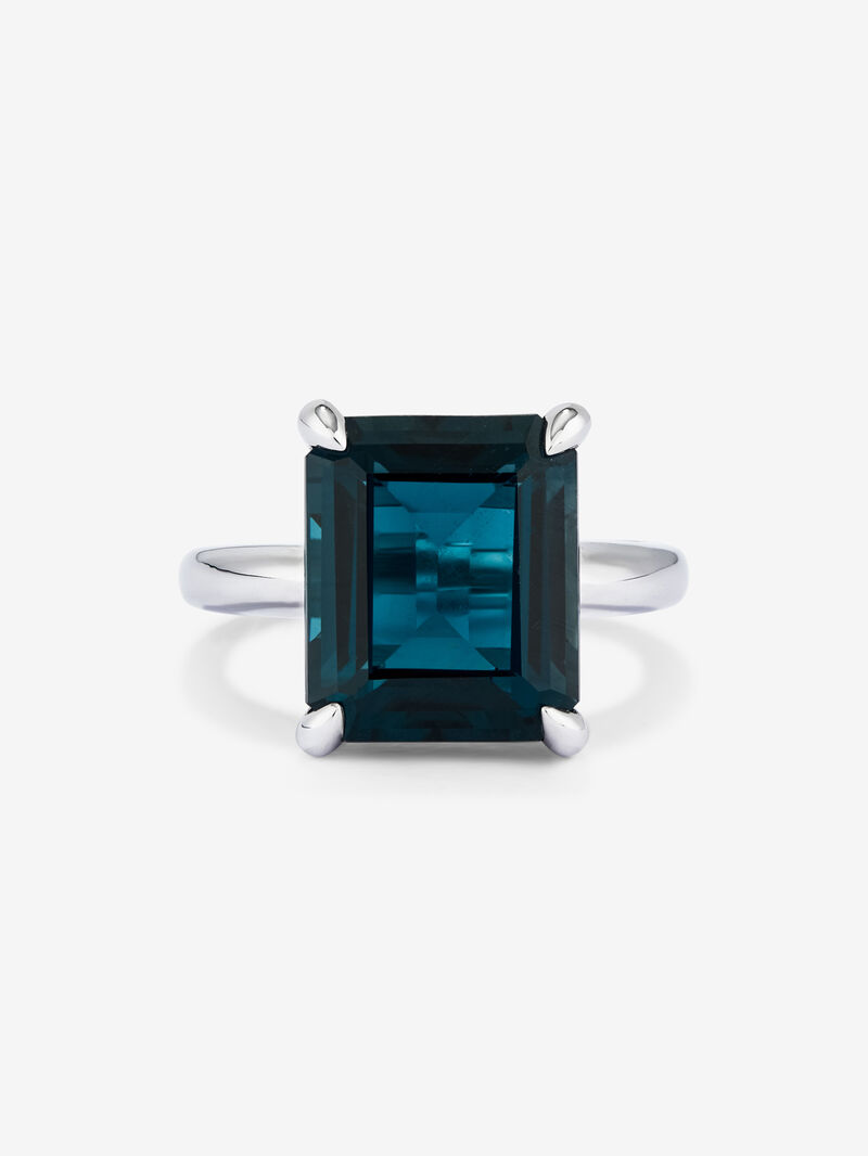 Silver ring with London blue topaz stone image number 2