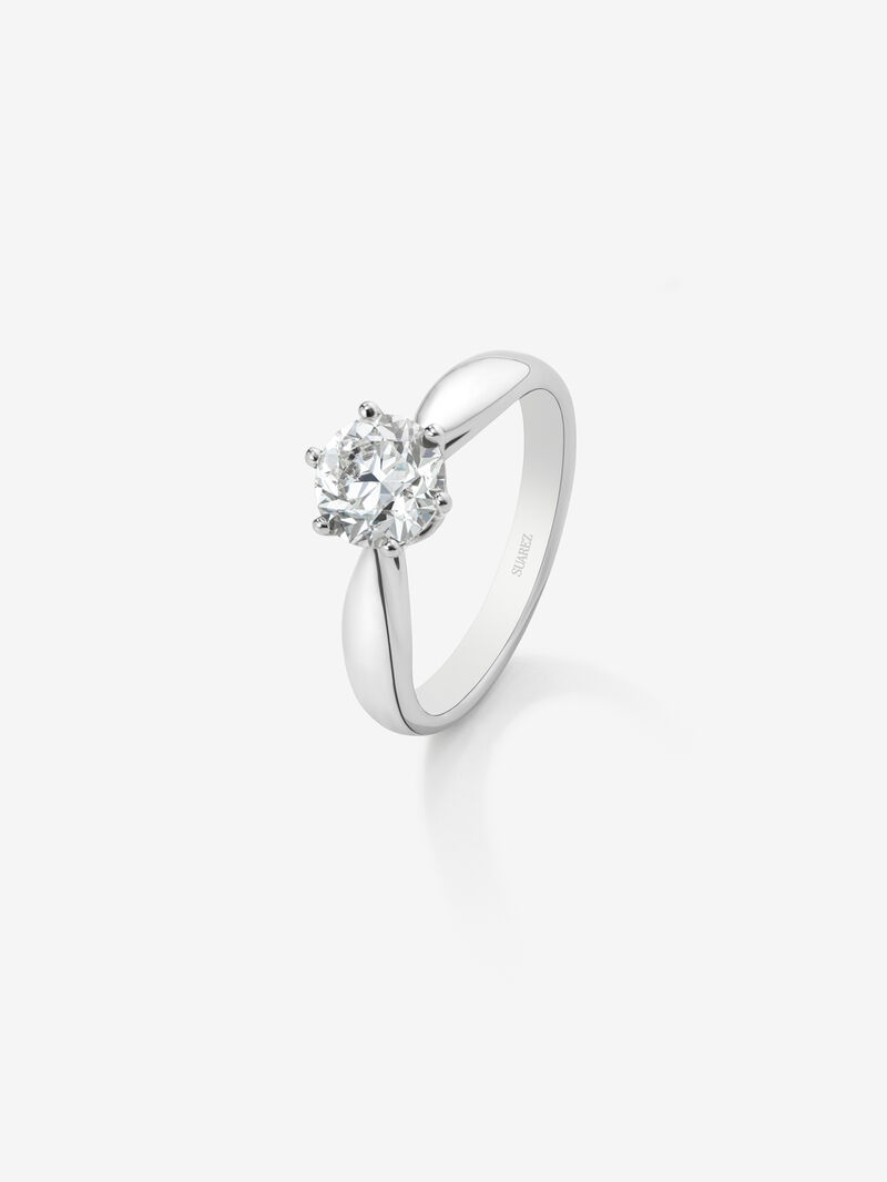 18K white gold compromise ring with 2 carat central diamond image number 0
