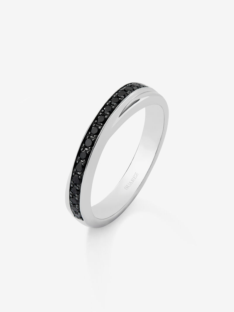 925 silver cross ring with 16 brilliant-cut black spinels image number 0