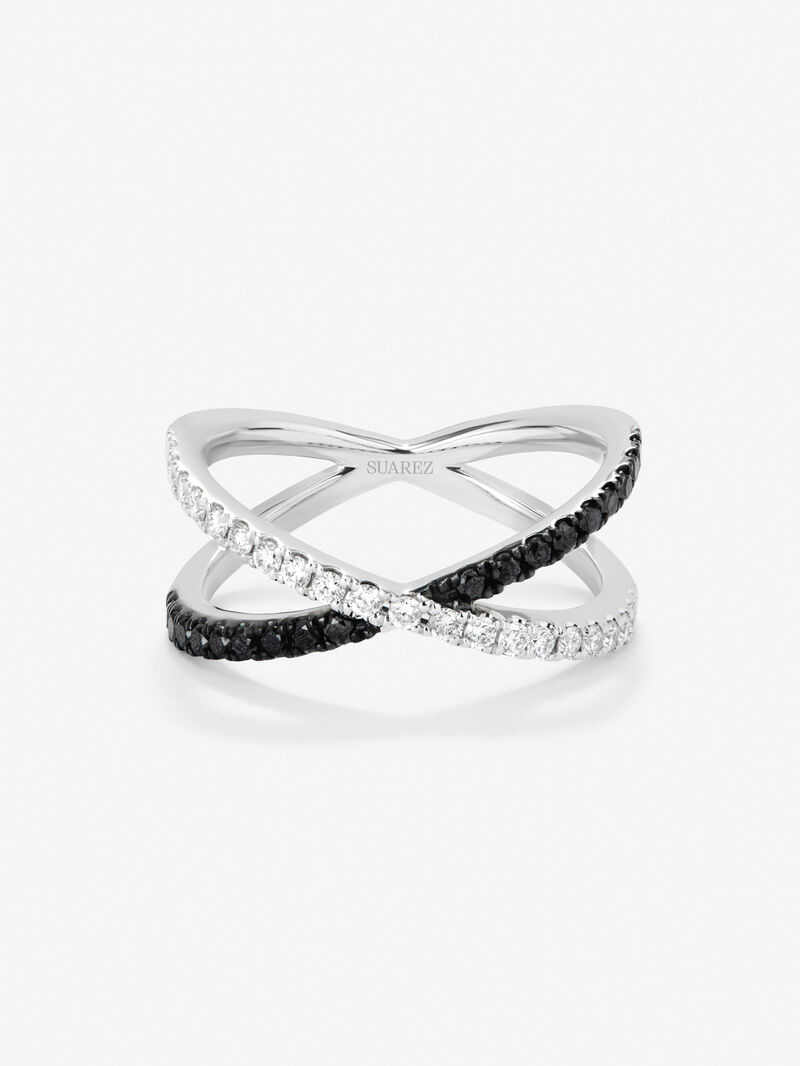 18K white gold cross ring with 21 brilliant-cut diamonds with a total of 0.25 cts and 18 brilliant-cut black diamonds with a total of 0.24 cts image number 3