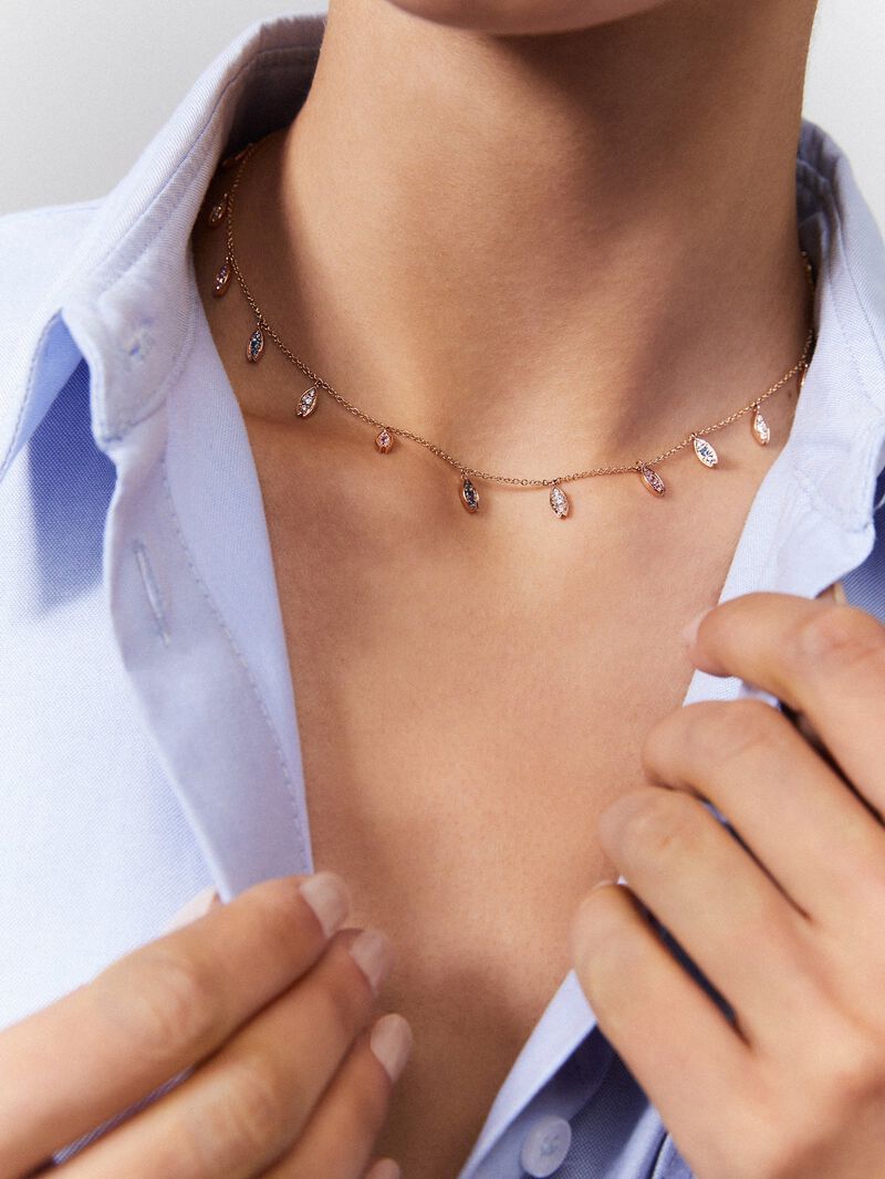 Frida's rose gold amulet pendant with diamond. image number 1